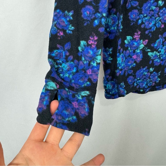 Burton Youth Girls Sz 8 Black Blue Floral Long Sleeve Fleece Base Layer Shirt - Picture 4 of 9